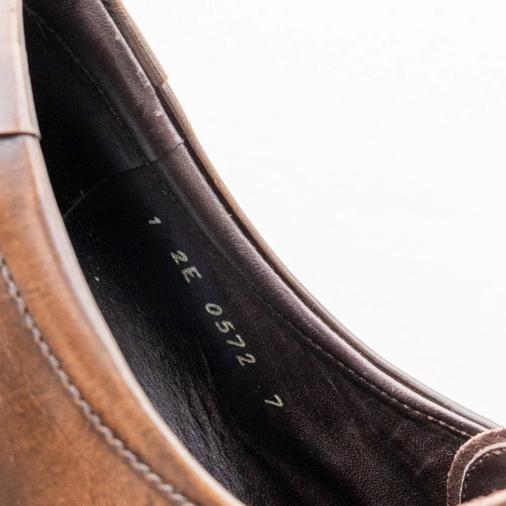 PRADA Brown Polished Leather Square Toe Derby Dress Shoes US 8 UK 7